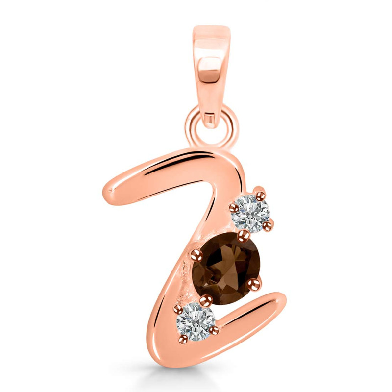 Smoky & White Topaz Alphabet Z Pendant SMY-RDA-78.