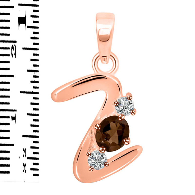 Smoky & White Topaz Alphabet Z Pendant SMY-RDA-78.