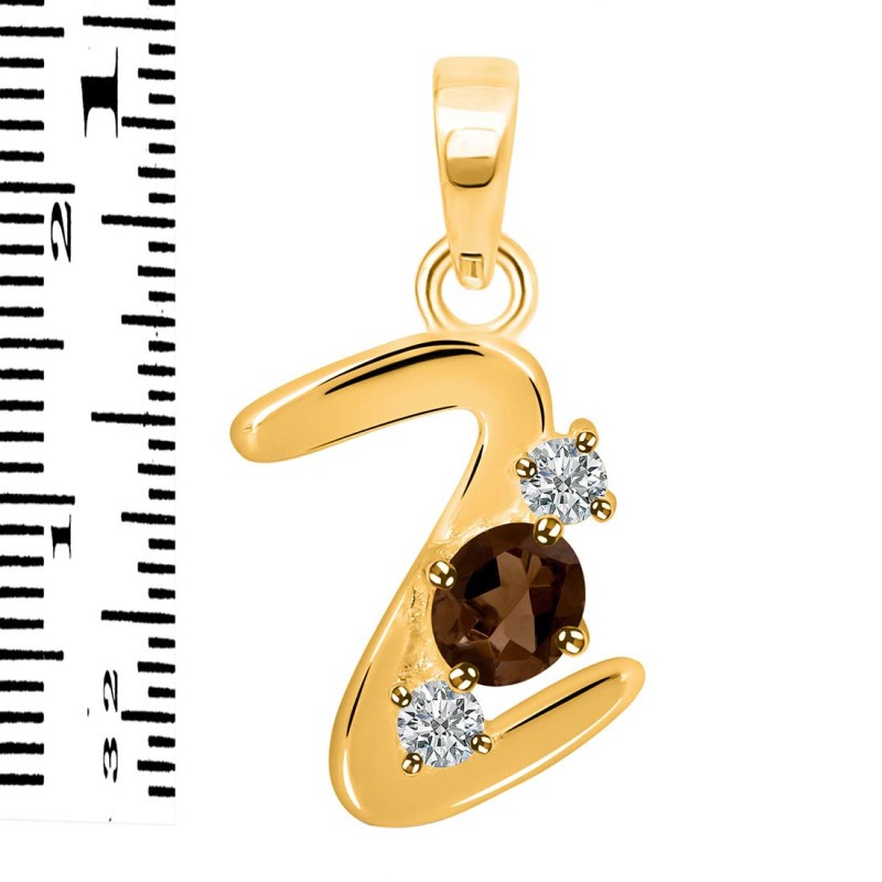 Smoky & White Topaz Alphabet Z Pendant SMY-RDA-78.