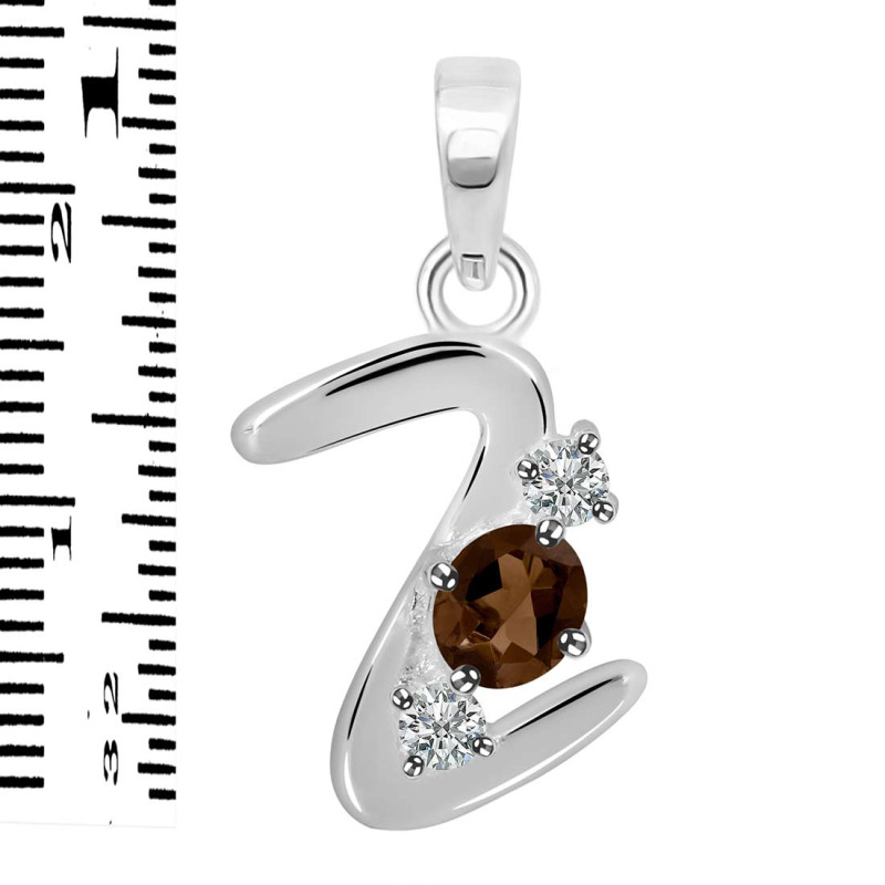Smoky & White Topaz Alphabet Z Pendant SMY-RDA-78.
