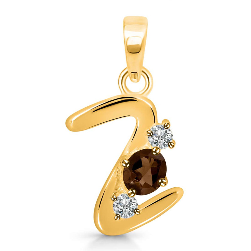 Smoky & White Topaz Alphabet Z Pendant SMY-RDA-78.