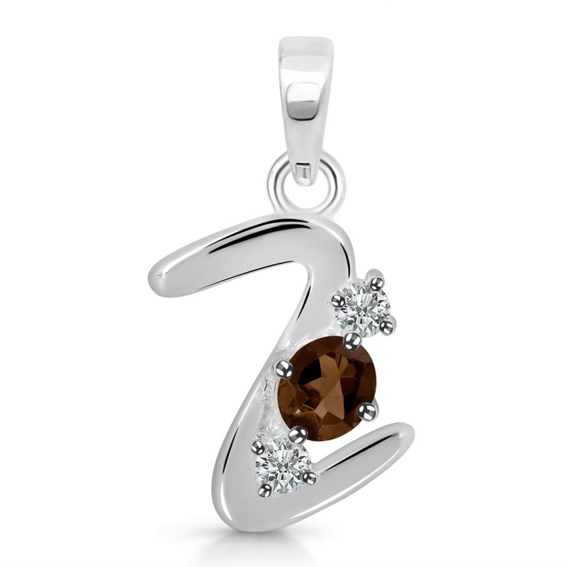 Smoky & White Topaz Alphabet Z Pendant SMY-RDA-78.