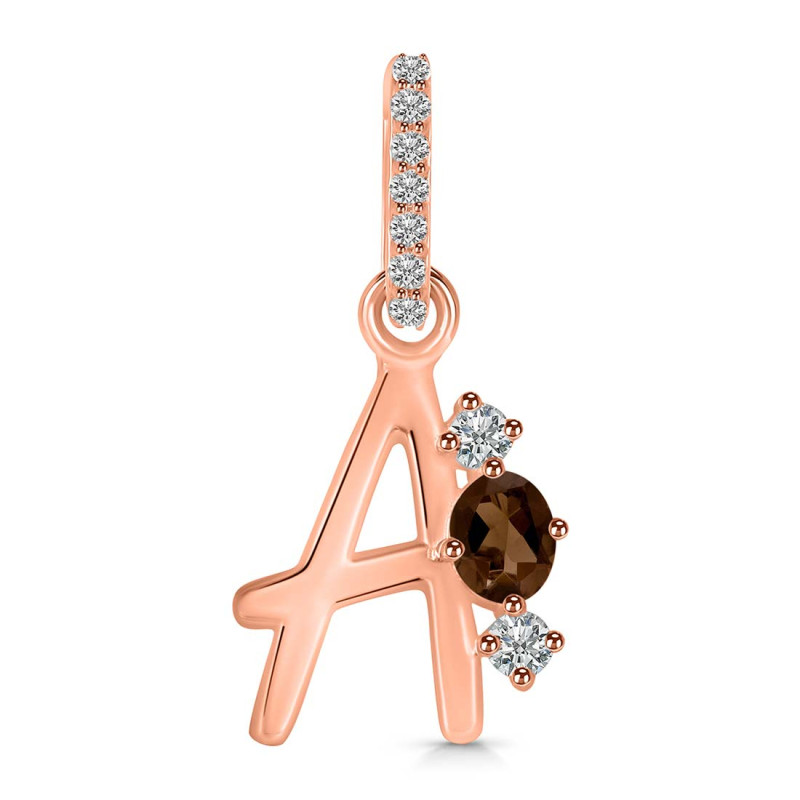 Smoky & White Topaz Alphabet A Pendant SMY-RDA-79.