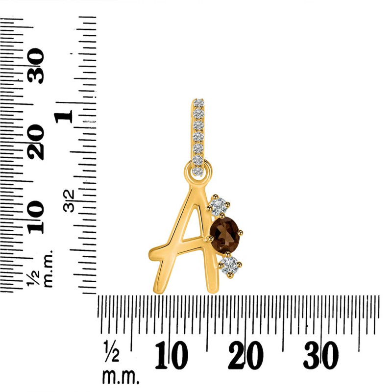 Smoky & White Topaz Alphabet A Pendant SMY-RDA-79.