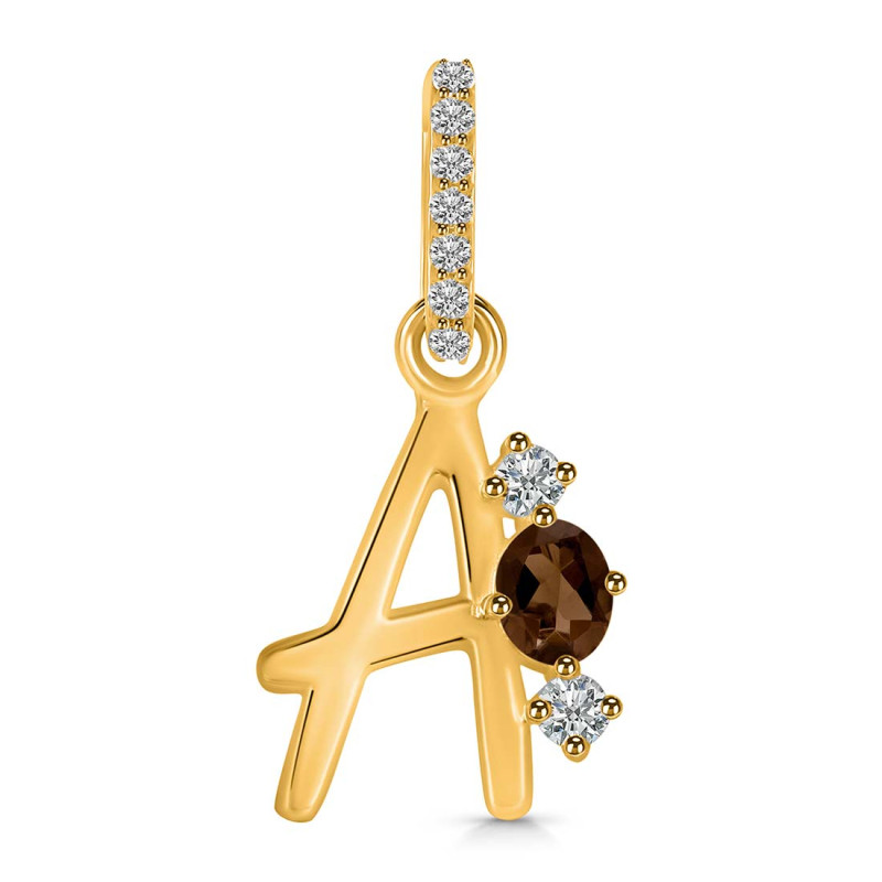 Smoky & White Topaz Alphabet A Pendant SMY-RDA-79.