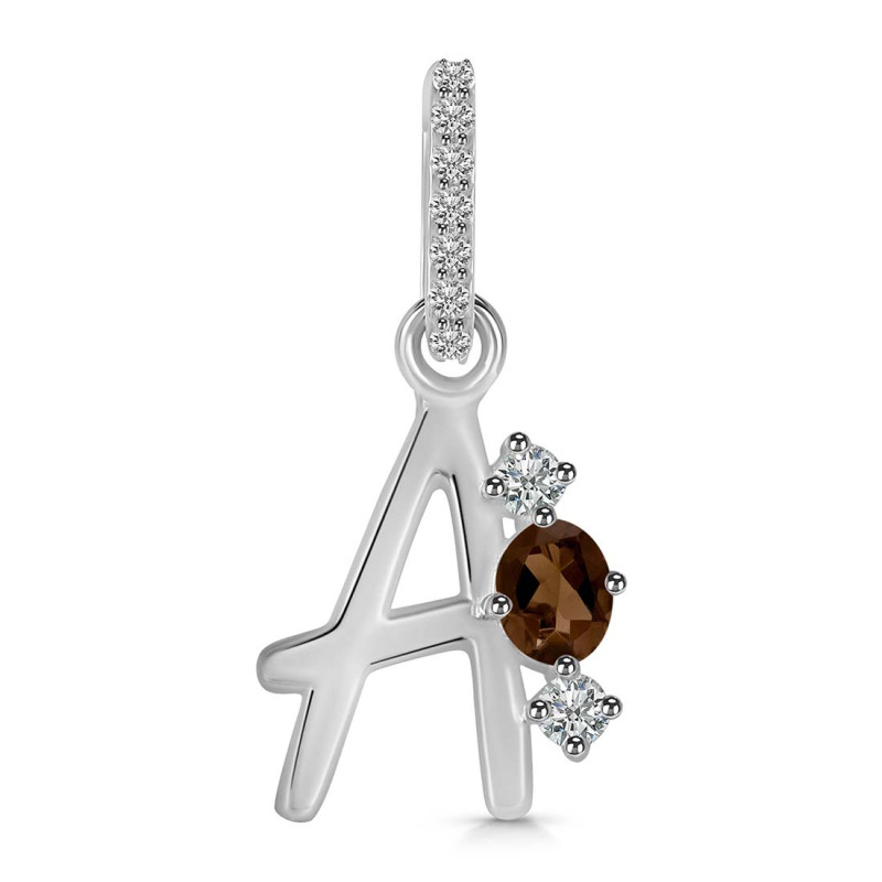 Smoky & White Topaz Alphabet A Pendant SMY-RDA-79.