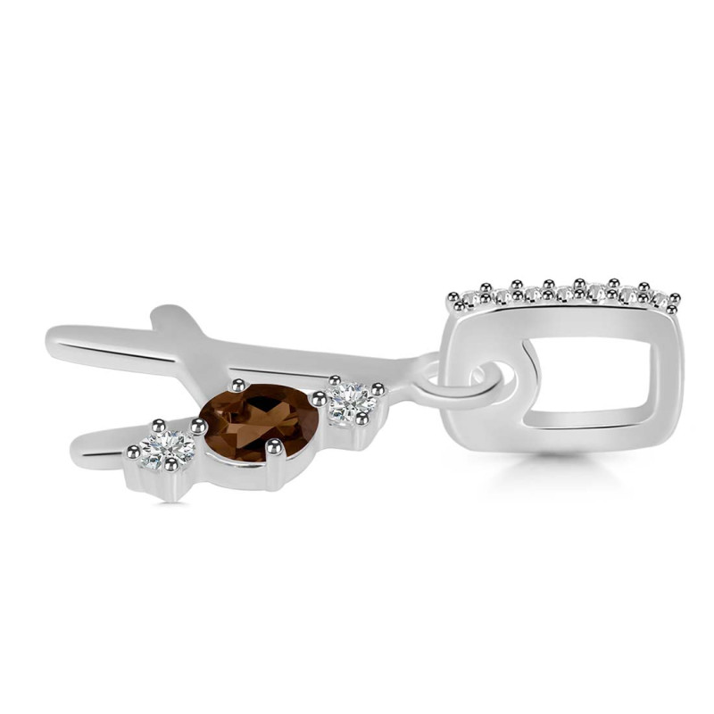 Smoky & White Topaz Alphabet A Pendant