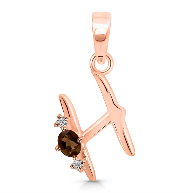Smoky & White Topaz Alphabet H Pendant SMY-RDA-8.