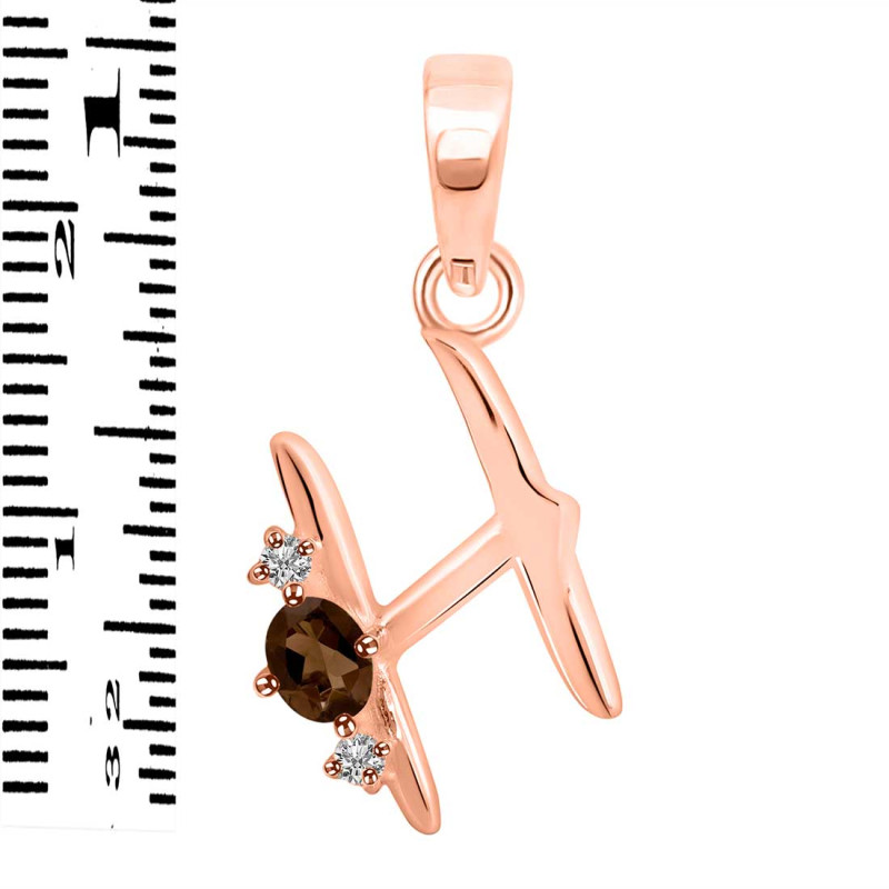 Smoky & White Topaz Alphabet H Pendant SMY-RDA-8.
