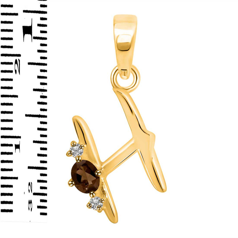 Smoky & White Topaz Alphabet H Pendant SMY-RDA-8.