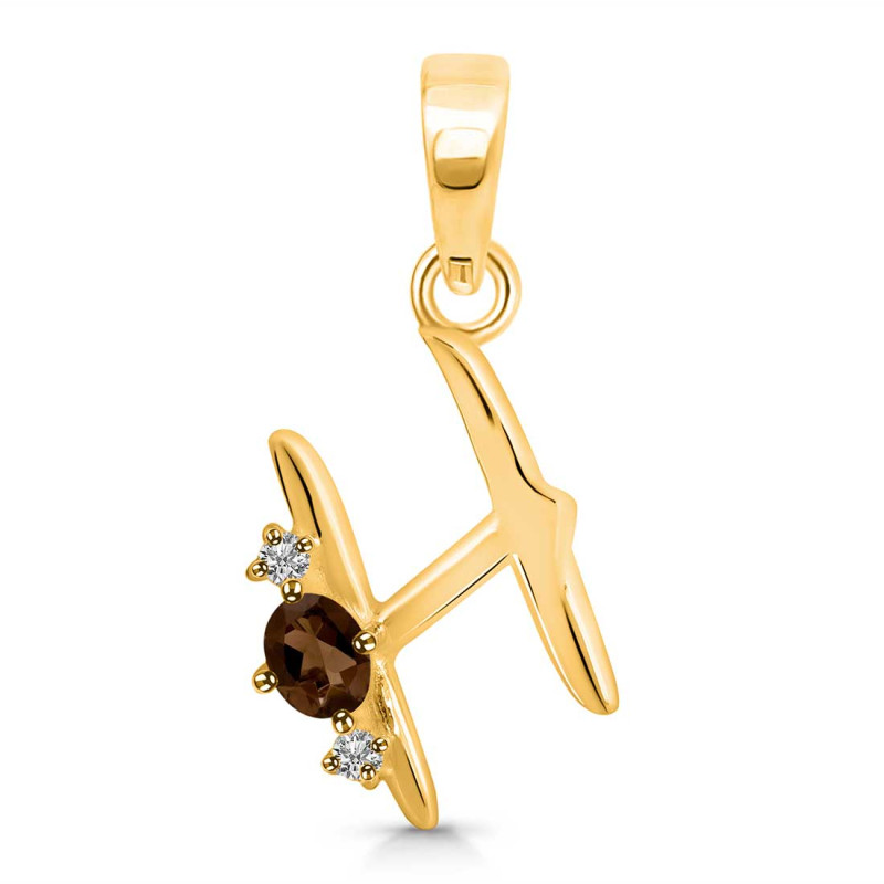 Smoky & White Topaz Alphabet H Pendant SMY-RDA-8.