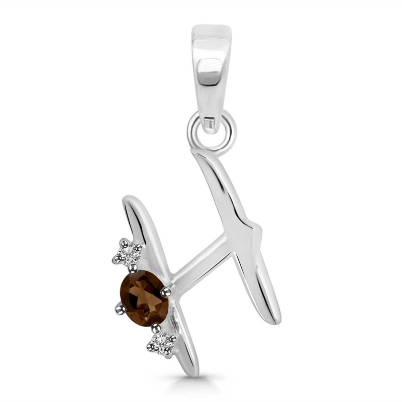 Smoky & White Topaz Alphabet H Pendant SMY-RDA-8.