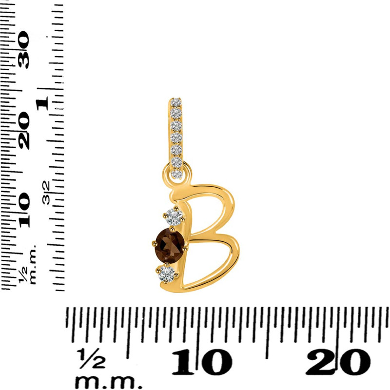 Smoky & White Topaz Alphabet B Pendant SMY-RDA-80.
