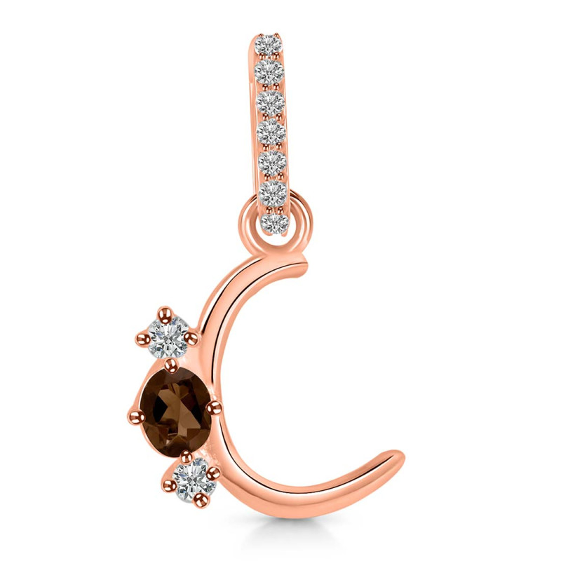 Smoky & White Topaz Alphabet C Pendant SMY-RDA-81.