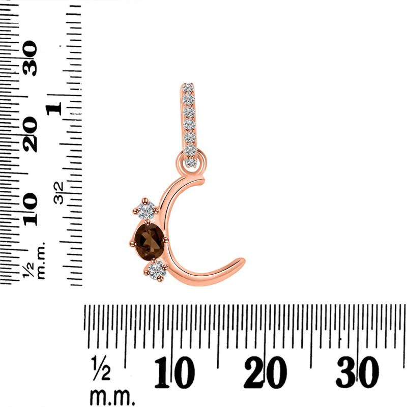 Smoky & White Topaz Alphabet C Pendant SMY-RDA-81.