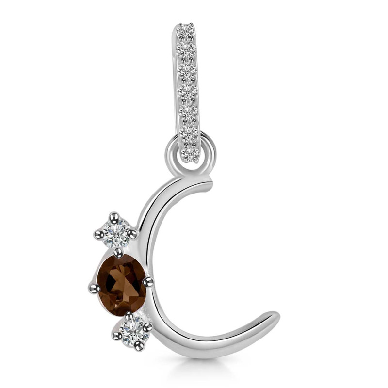Smoky & White Topaz Alphabet C Pendant SMY-RDA-81.