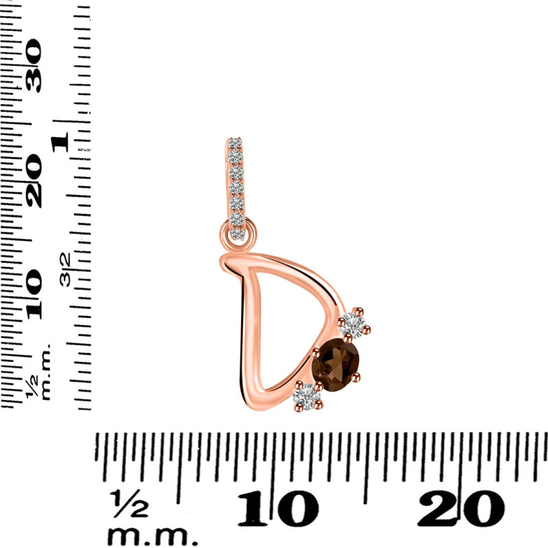 Smoky & White Topaz Alphabet D Pendant SMY-RDA-82.