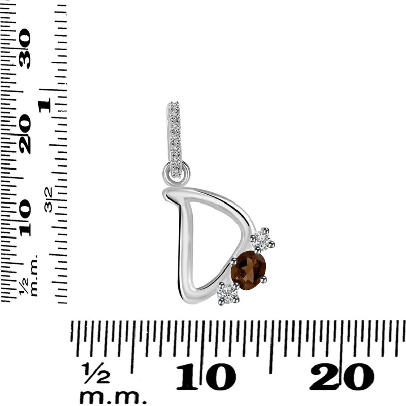 Smoky & White Topaz Alphabet D Pendant SMY-RDA-82.