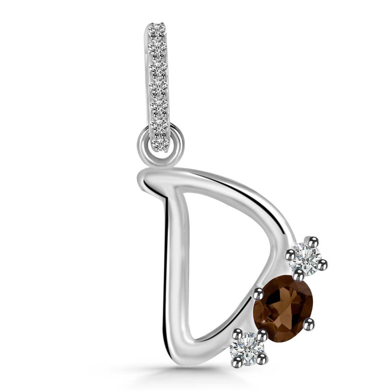 Smoky & White Topaz Alphabet D Pendant SMY-RDA-82.