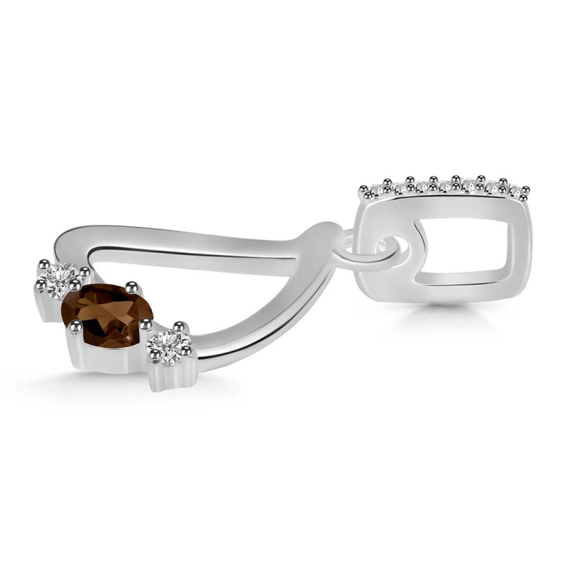 Smoky & White Topaz Alphabet D Pendant