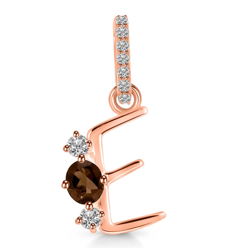 Smoky & White Topaz Alphabet E Pendant SMY-RDA-83.