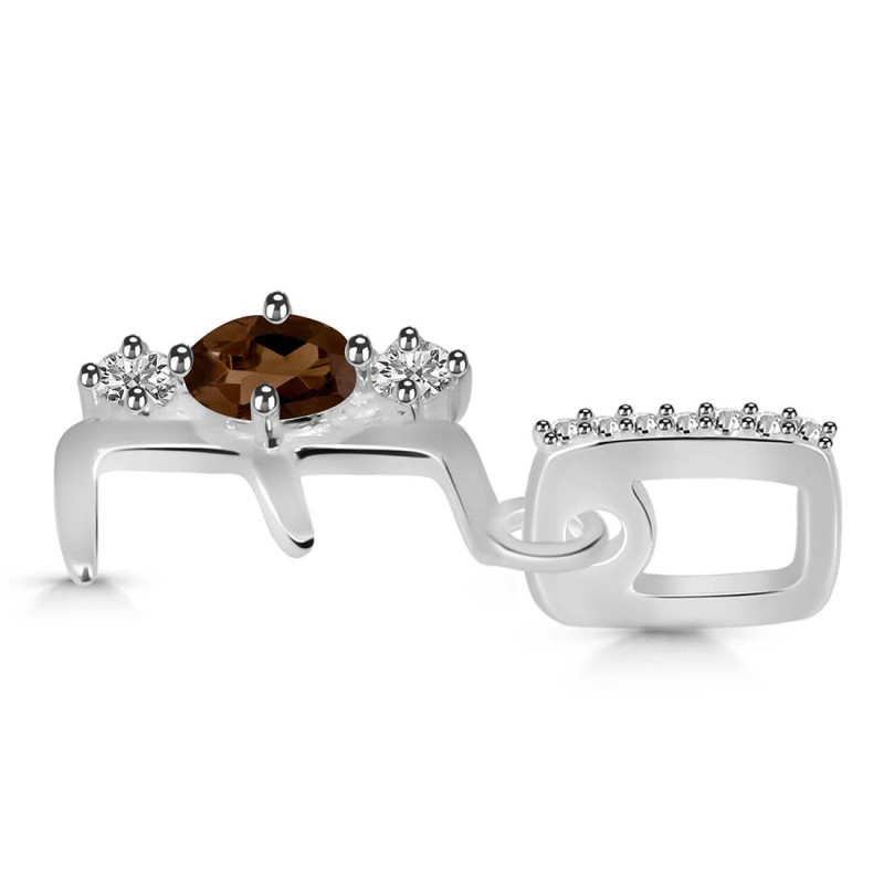 Smoky & White Topaz Alphabet E Pendant