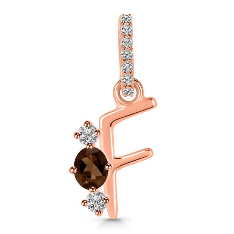 Smoky & White Topaz Alphabet F Pendant SMY-RDA-84.