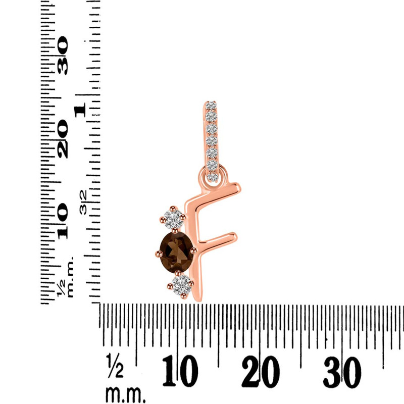 Smoky & White Topaz Alphabet F Pendant SMY-RDA-84.