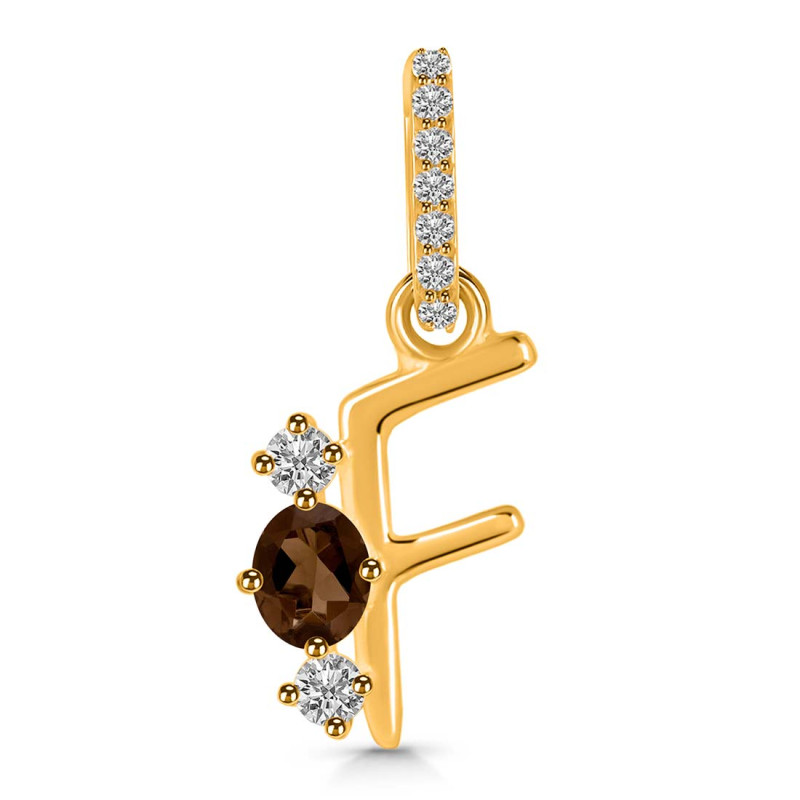 Smoky & White Topaz Alphabet F Pendant SMY-RDA-84.