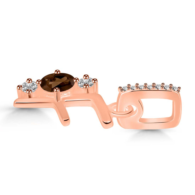 Smoky & White Topaz Alphabet F Pendant SMY-RDA-84.