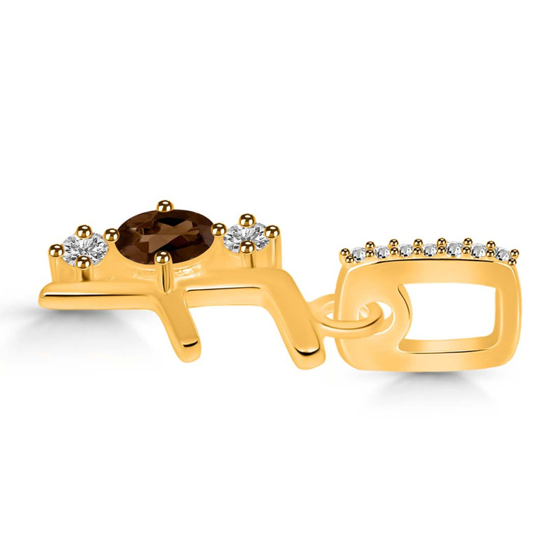 Smoky & White Topaz Alphabet F Pendant SMY-RDA-84.