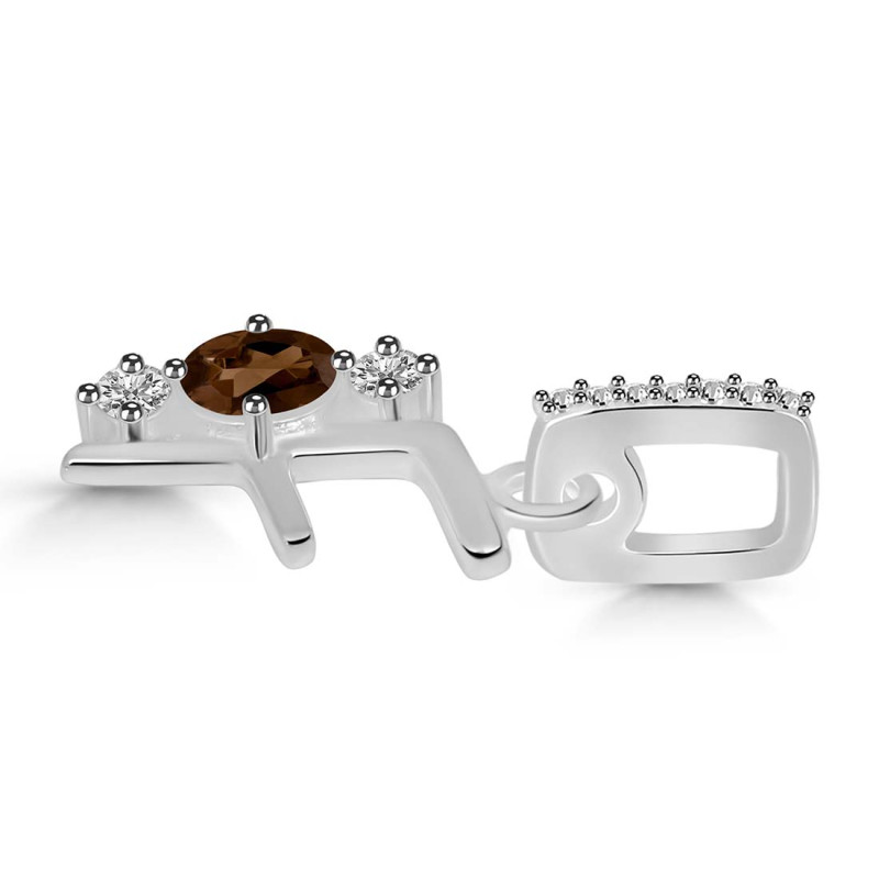 Smoky & White Topaz Alphabet F Pendant