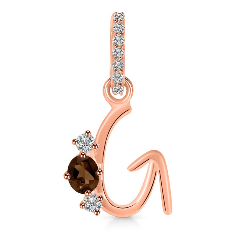 Smoky & White Topaz Alphabet G Pendant SMY-RDA-85.