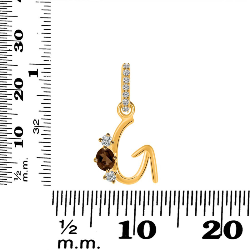 Smoky & White Topaz Alphabet G Pendant SMY-RDA-85.