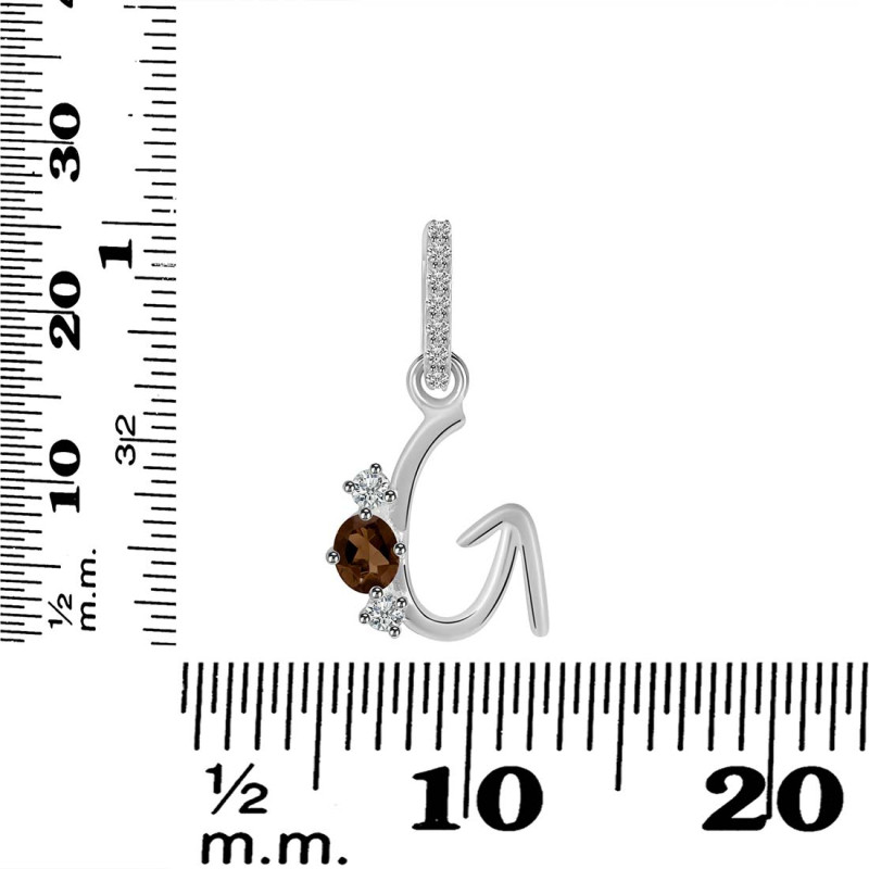Smoky & White Topaz Alphabet G Pendant SMY-RDA-85.