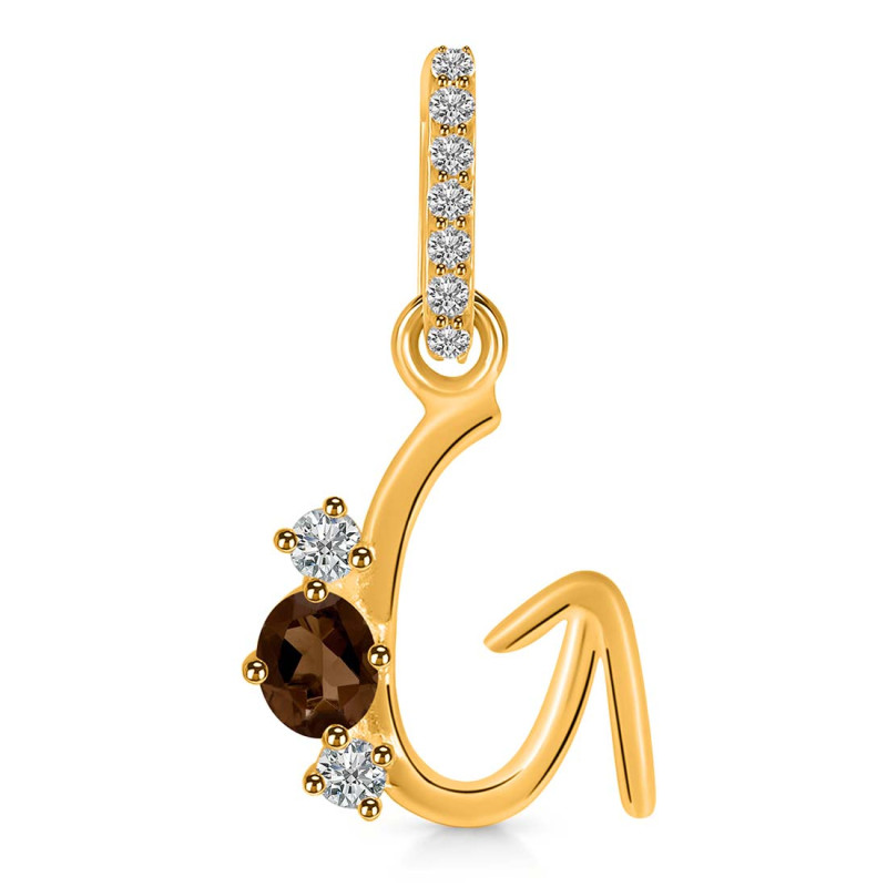 Smoky & White Topaz Alphabet G Pendant SMY-RDA-85.