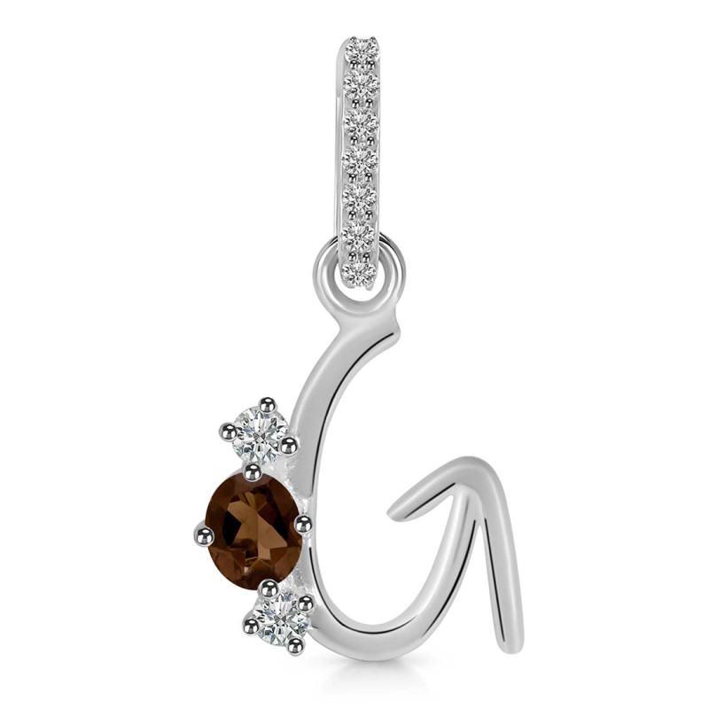 Smoky & White Topaz Alphabet G Pendant SMY-RDA-85.
