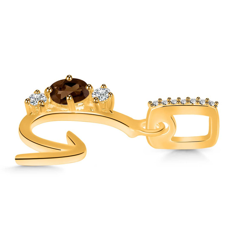 Smoky & White Topaz Alphabet G Pendant SMY-RDA-85.