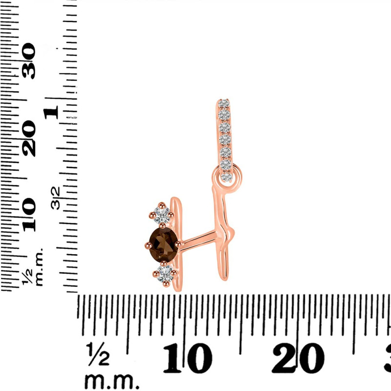 Smoky & White Topaz Alphabet H Pendant SMY-RDA-86.
