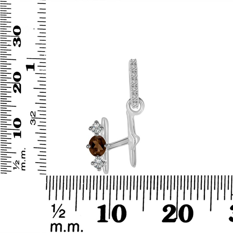 Smoky & White Topaz Alphabet H Pendant SMY-RDA-86.