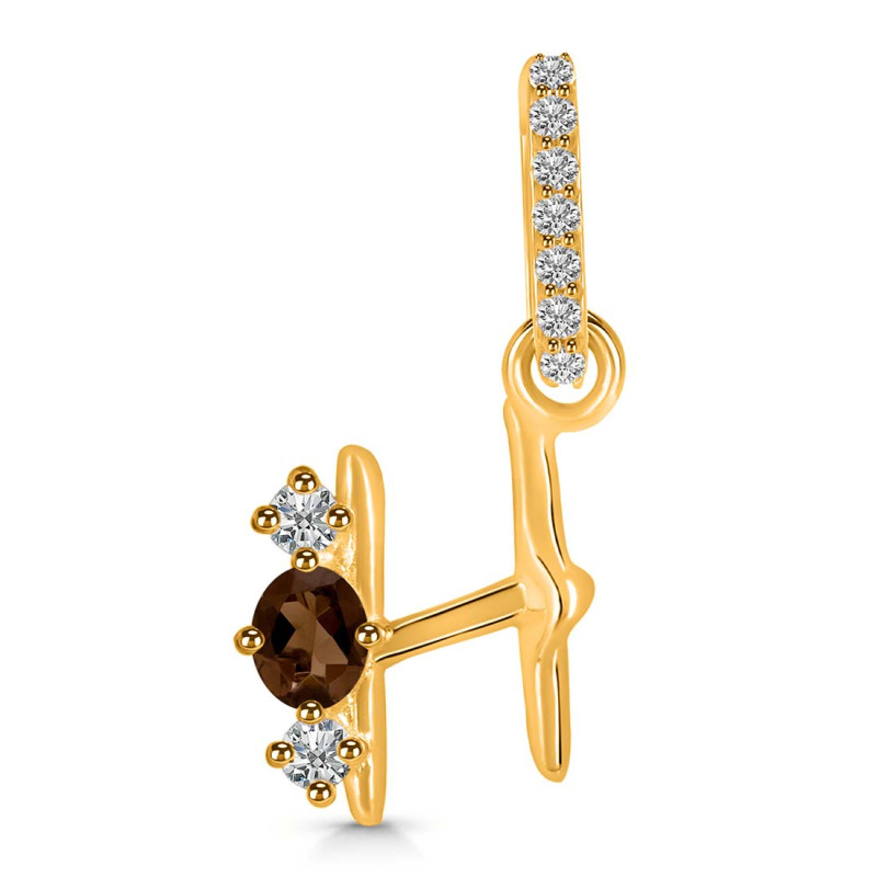 Smoky & White Topaz Alphabet H Pendant SMY-RDA-86.