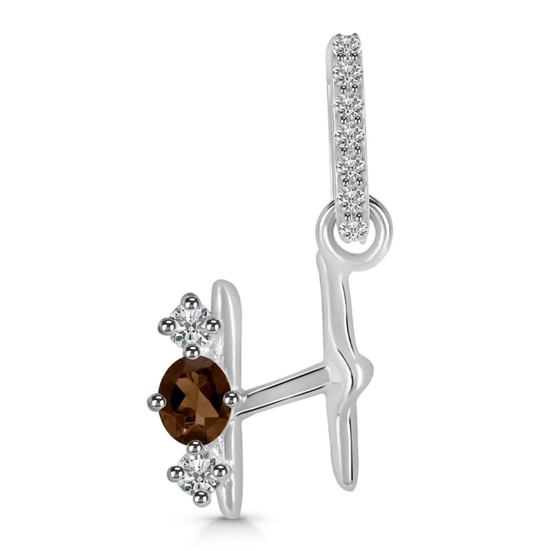 Smoky & White Topaz Alphabet H Pendant SMY-RDA-86.