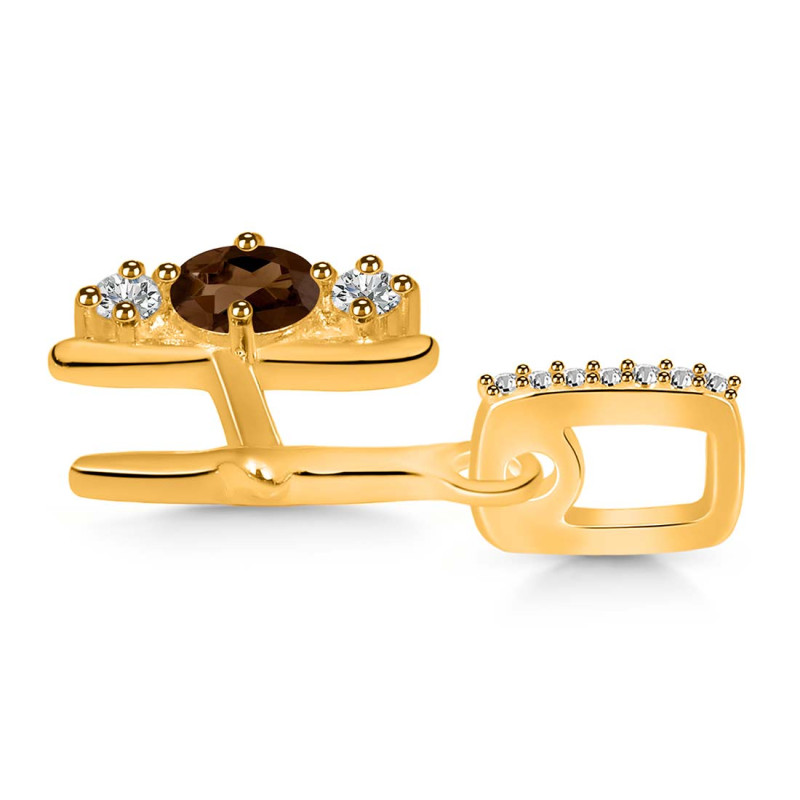 Smoky & White Topaz Alphabet H Pendant SMY-RDA-86.