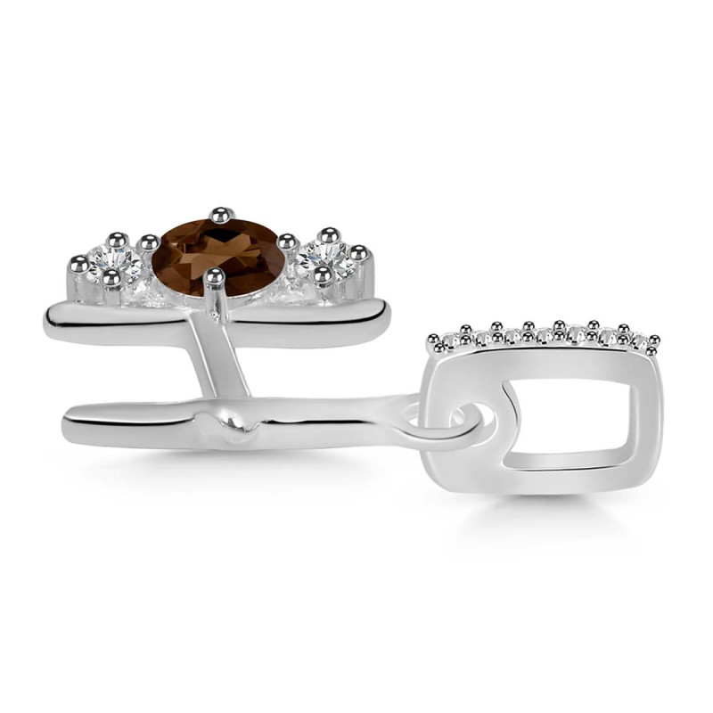 Smoky & White Topaz Alphabet H Pendant