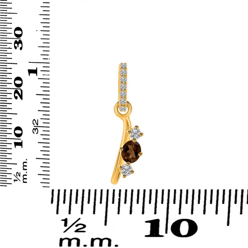 Smoky & White Topaz Alphabet I Pendant SMY-RDA-87.