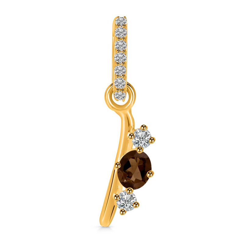 Smoky & White Topaz Alphabet I Pendant SMY-RDA-87.