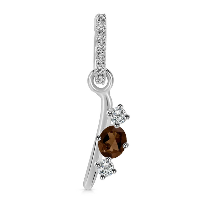 Smoky & White Topaz Alphabet I Pendant SMY-RDA-87.