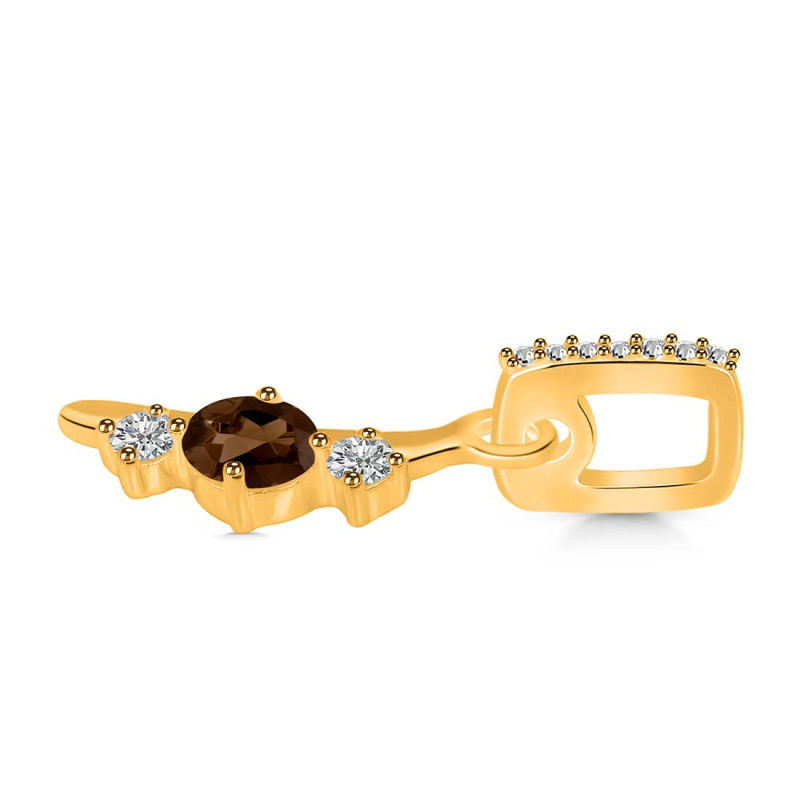 Smoky & White Topaz Alphabet I Pendant SMY-RDA-87.