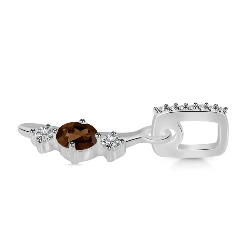 Smoky & White Topaz Alphabet I Pendant