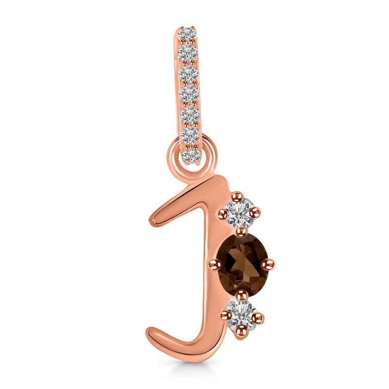 Smoky & White Topaz Alphabet J Pendant SMY-RDA-88.